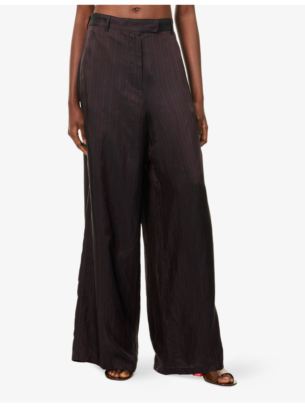 Stripe-Print Wide-Leg Woven Trousers - 3