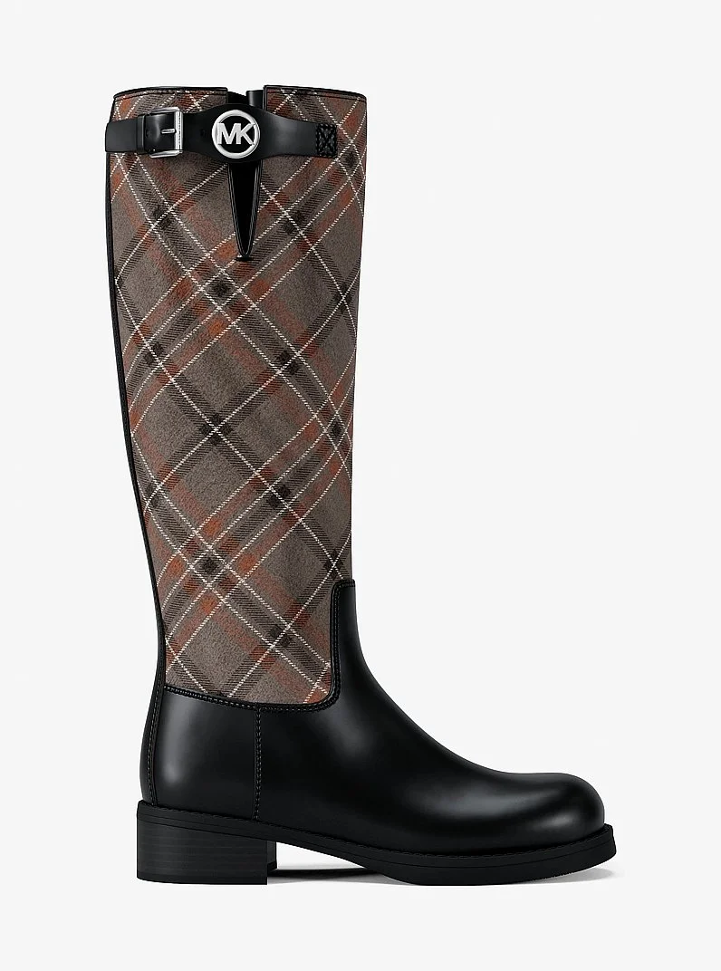 Royce Plaid Print Wool Blend Riding Boot - 1