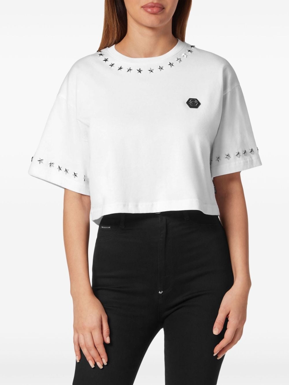 star-studded cotton cropped top - 3
