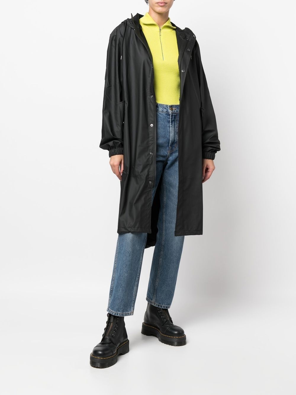 zip-up hooded raincoat - 3