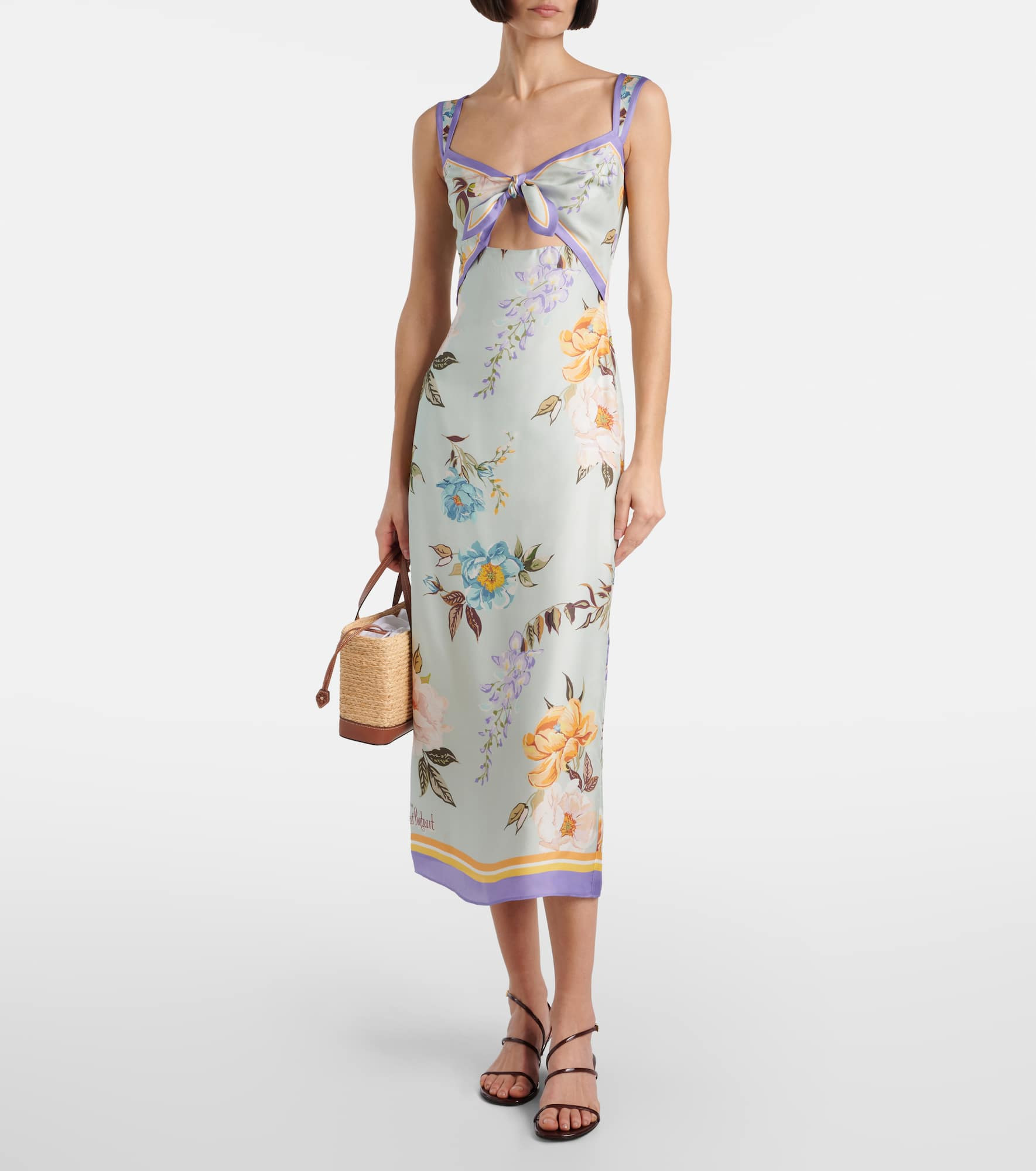 Floral twill midi dress - 2