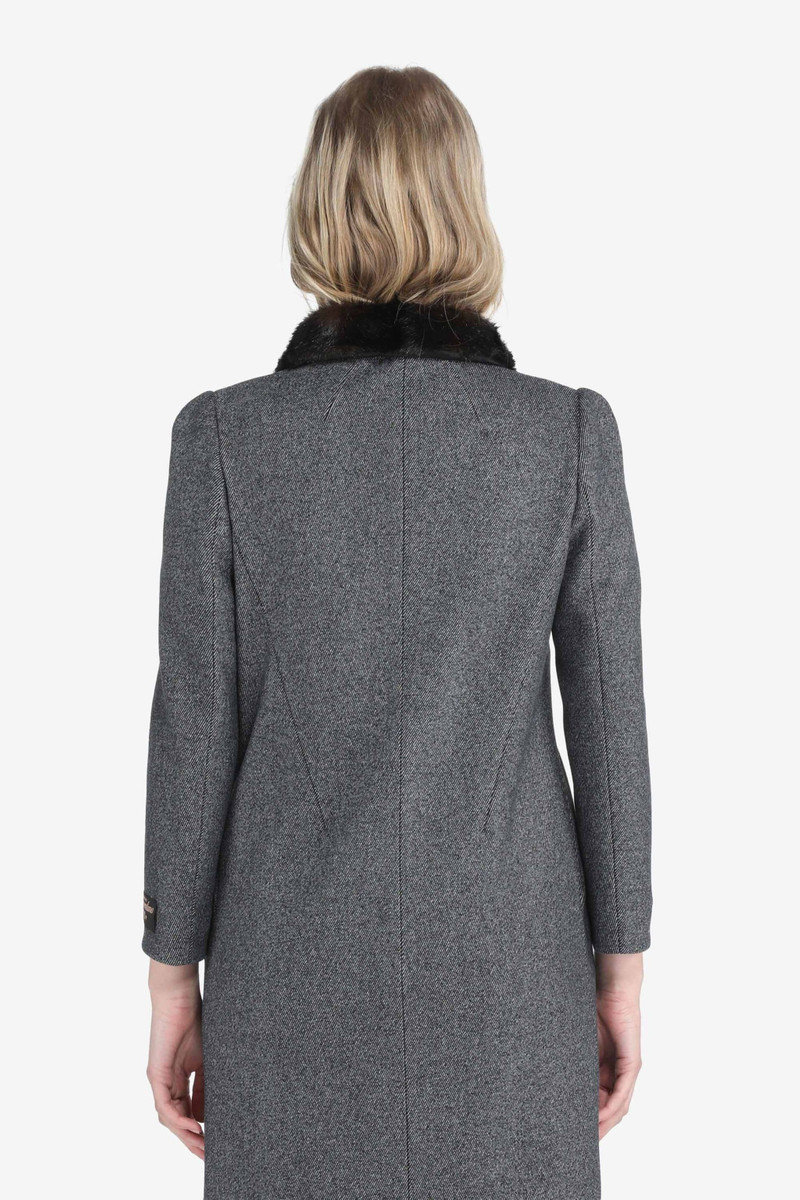 N°21 FAUX FUR-TRIM HERRINGBONE COAT outlook