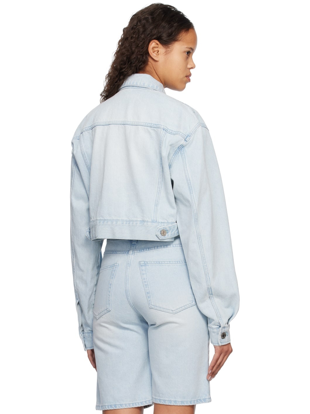 Blue Cropped Denim Jacket - 3