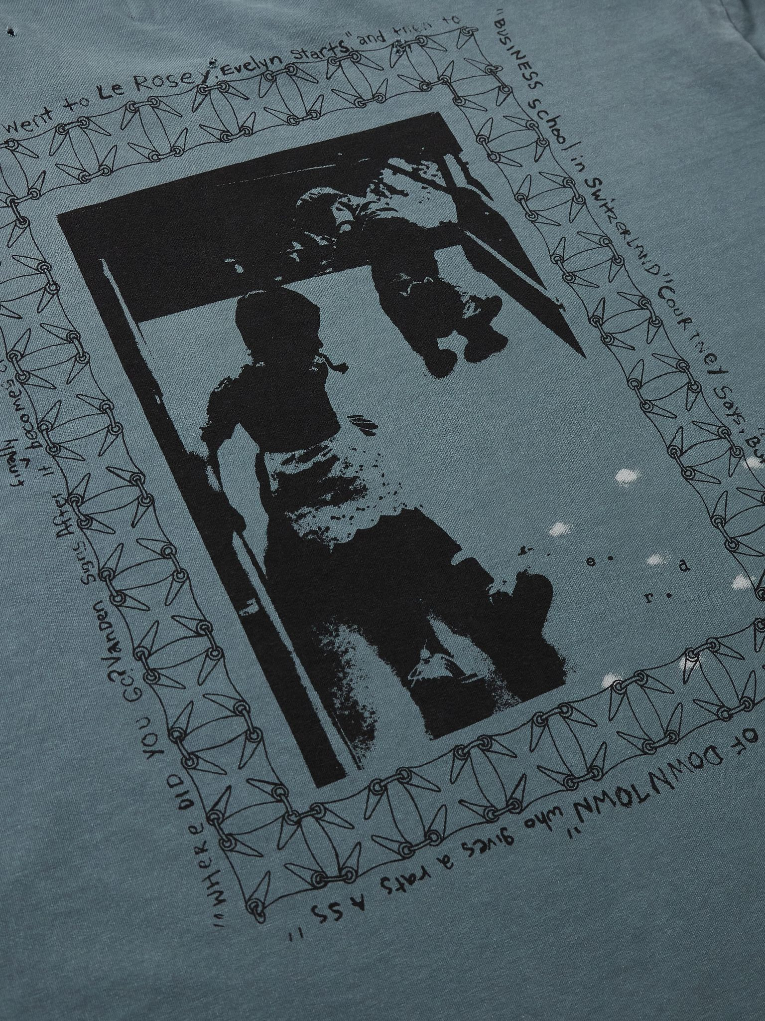 Boy in Chains Distressed Paint-Splattered Logo-Print Cotton-Jersey T-Shirt Light blue - 5