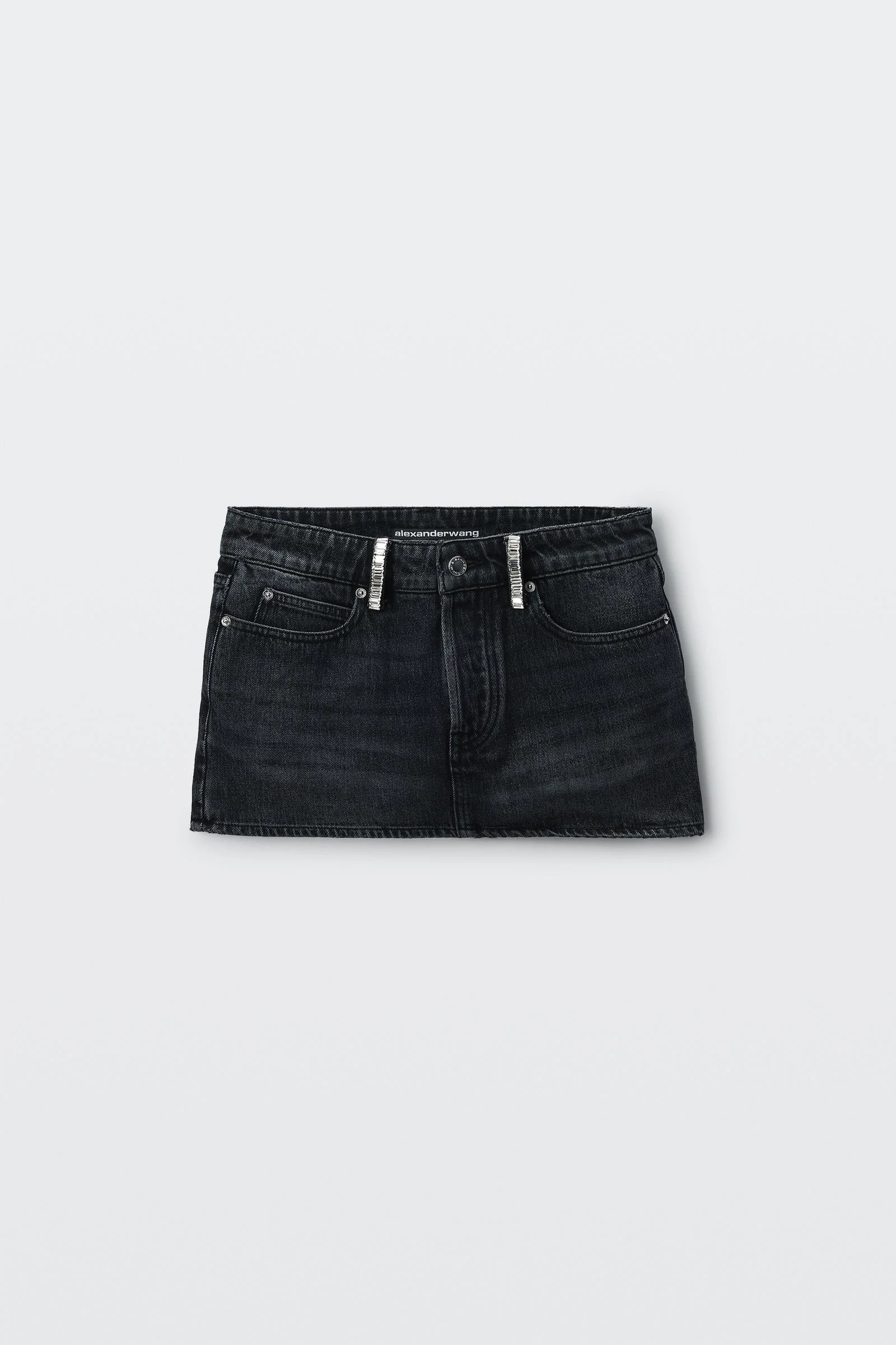 crystal hotfix belt loop denim mini skort - 1