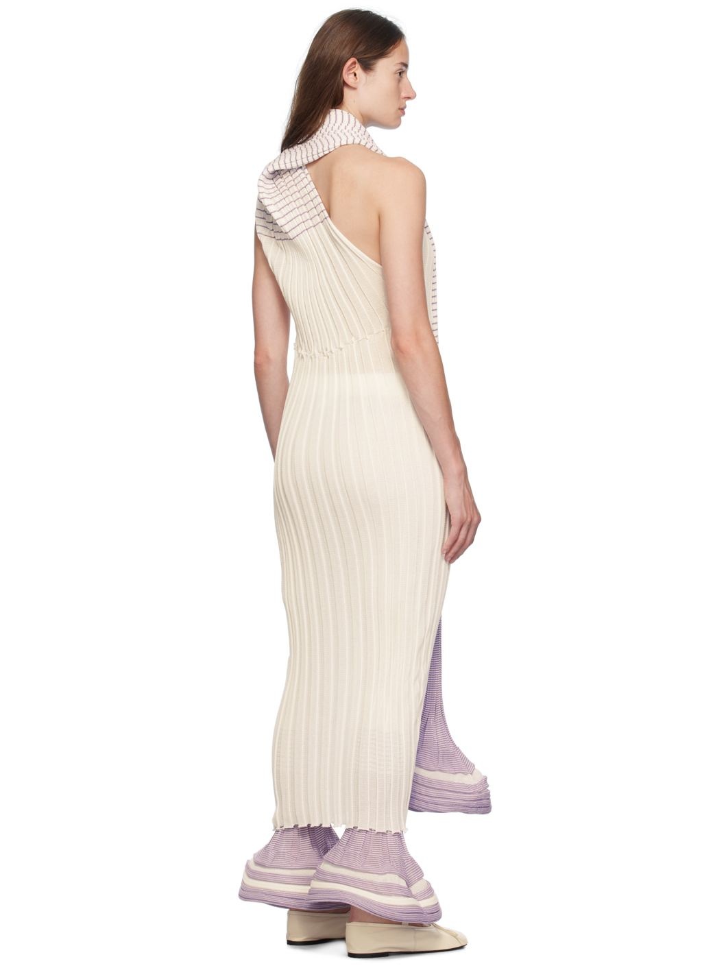 White & Purple Asagao Maxi Dress - 3