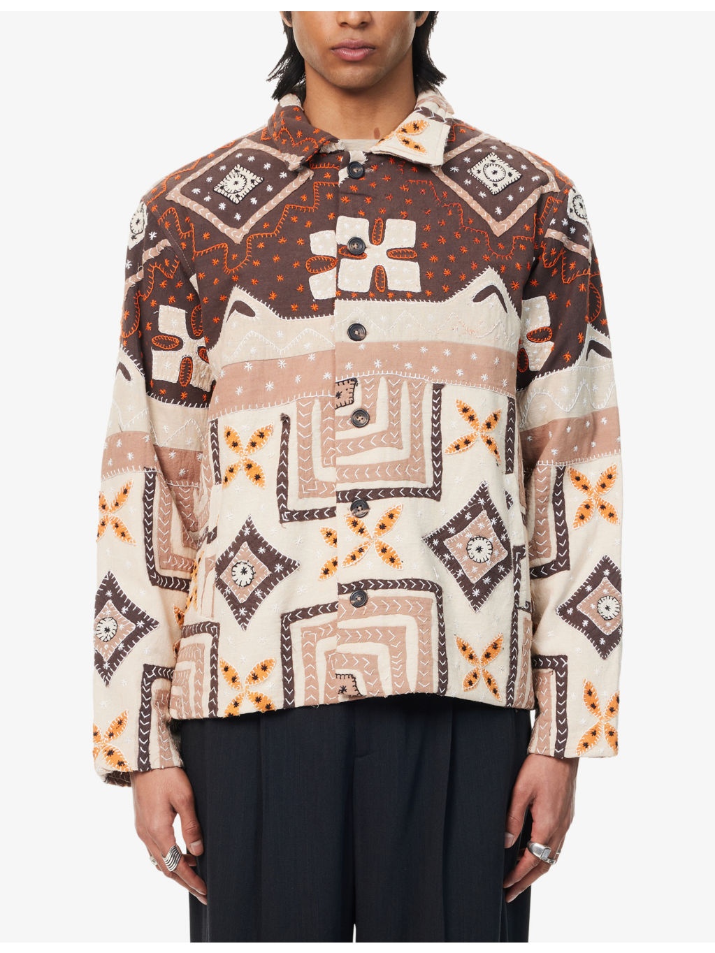 Embroidered Cropped Cotton Jacket - 3
