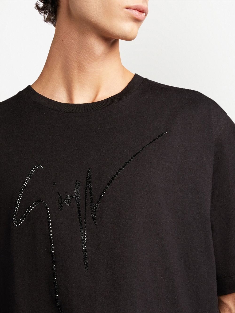 rhinestone-embellished logo T-shirt - 5