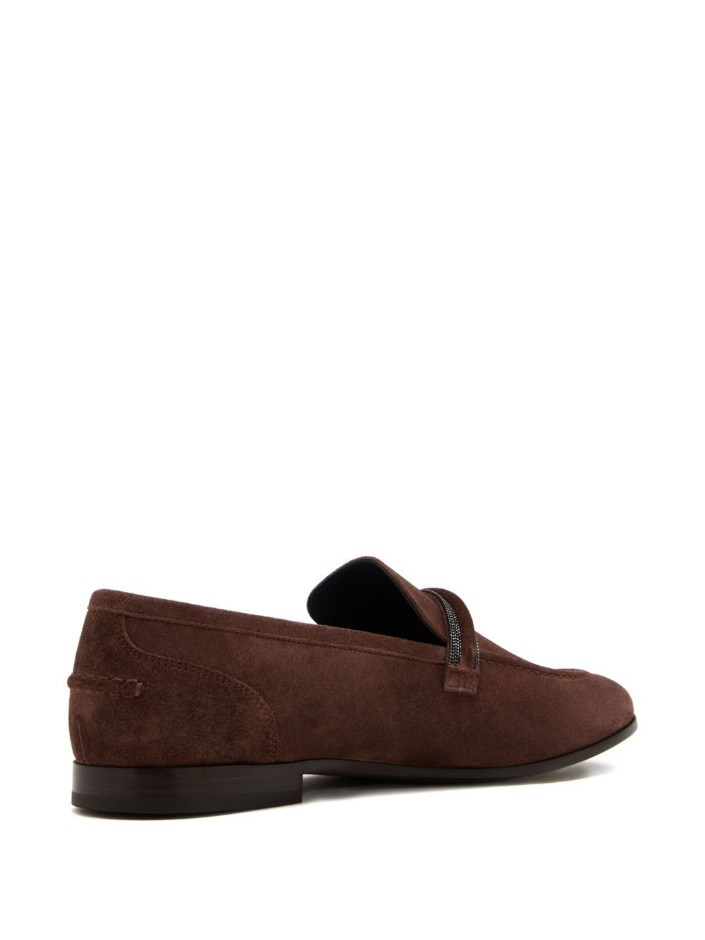 beaded-embellished suede loafers - 4