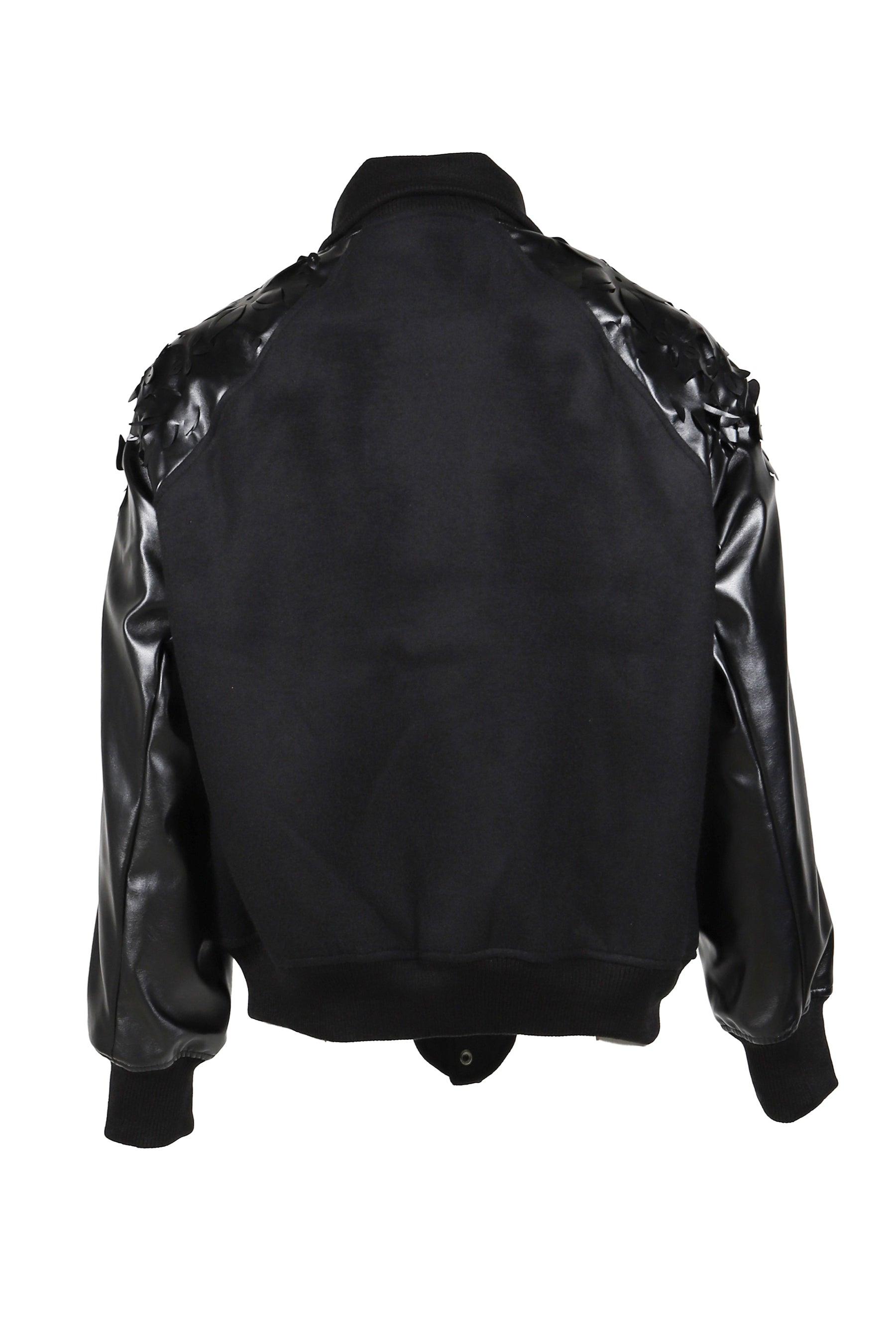 LASER-CUT FLOWER VARSITY JACKET / BLK - 6