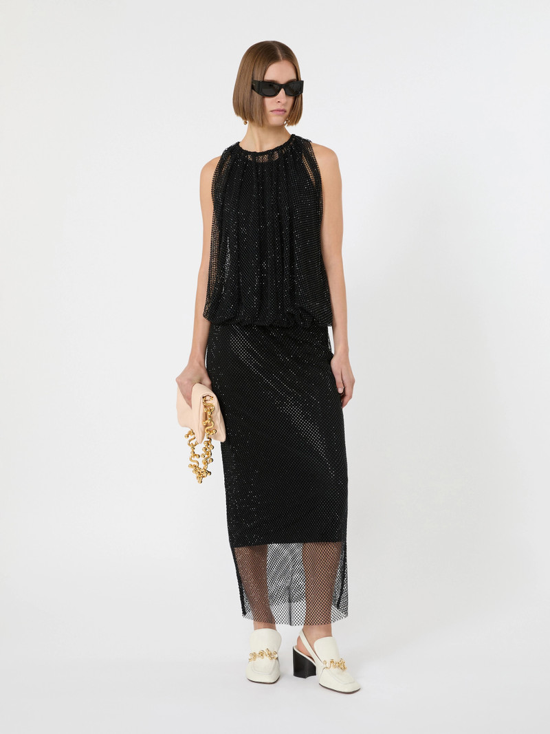 Sportmax Sleeveless jersey dress with crystals - BLACK outlook