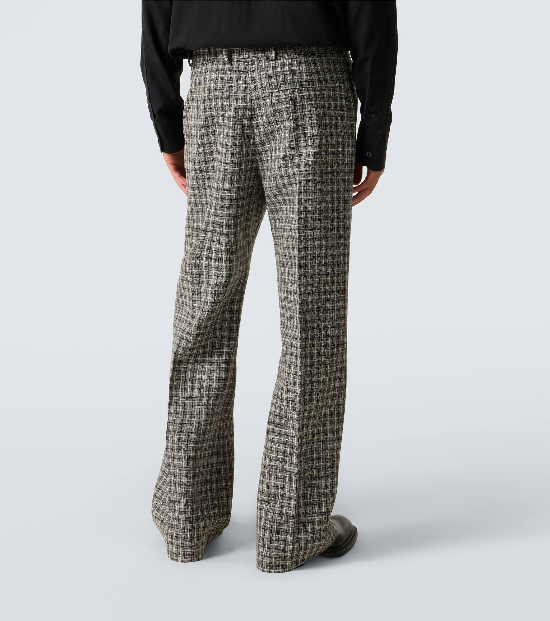 Checked wool straight pants - 4
