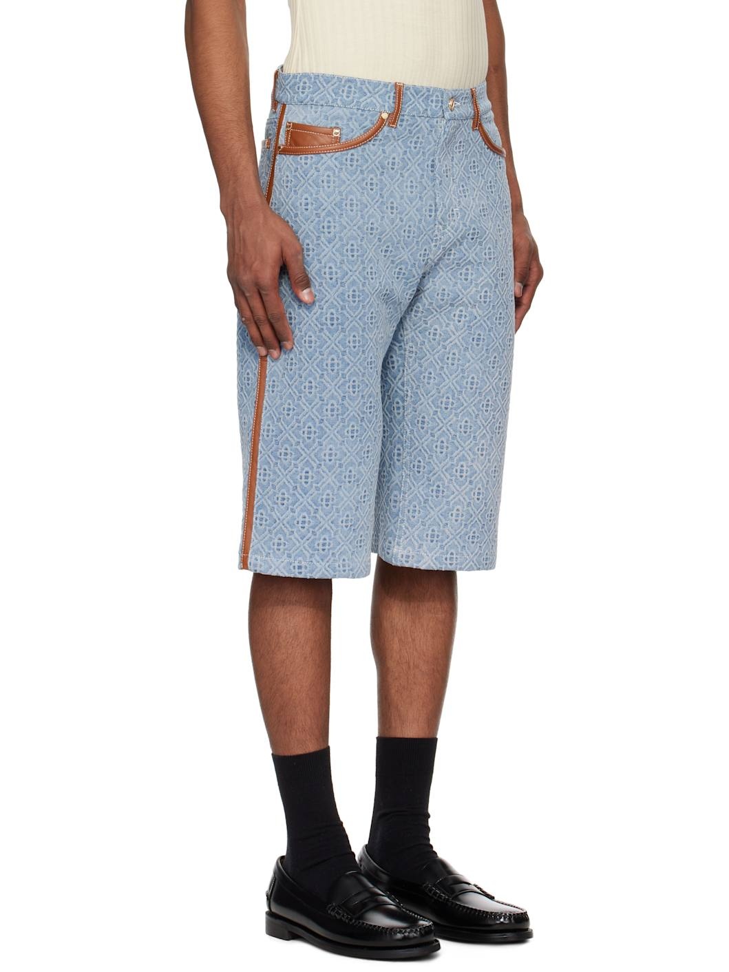 Blue Monogram Denim Shorts - 2