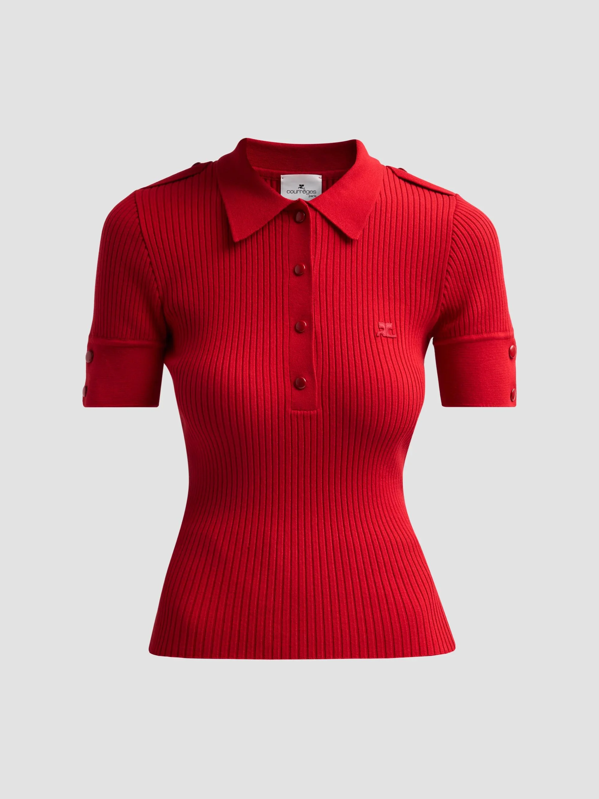 Women's Rib-Knit Polo Sweater - Iced Red - 1