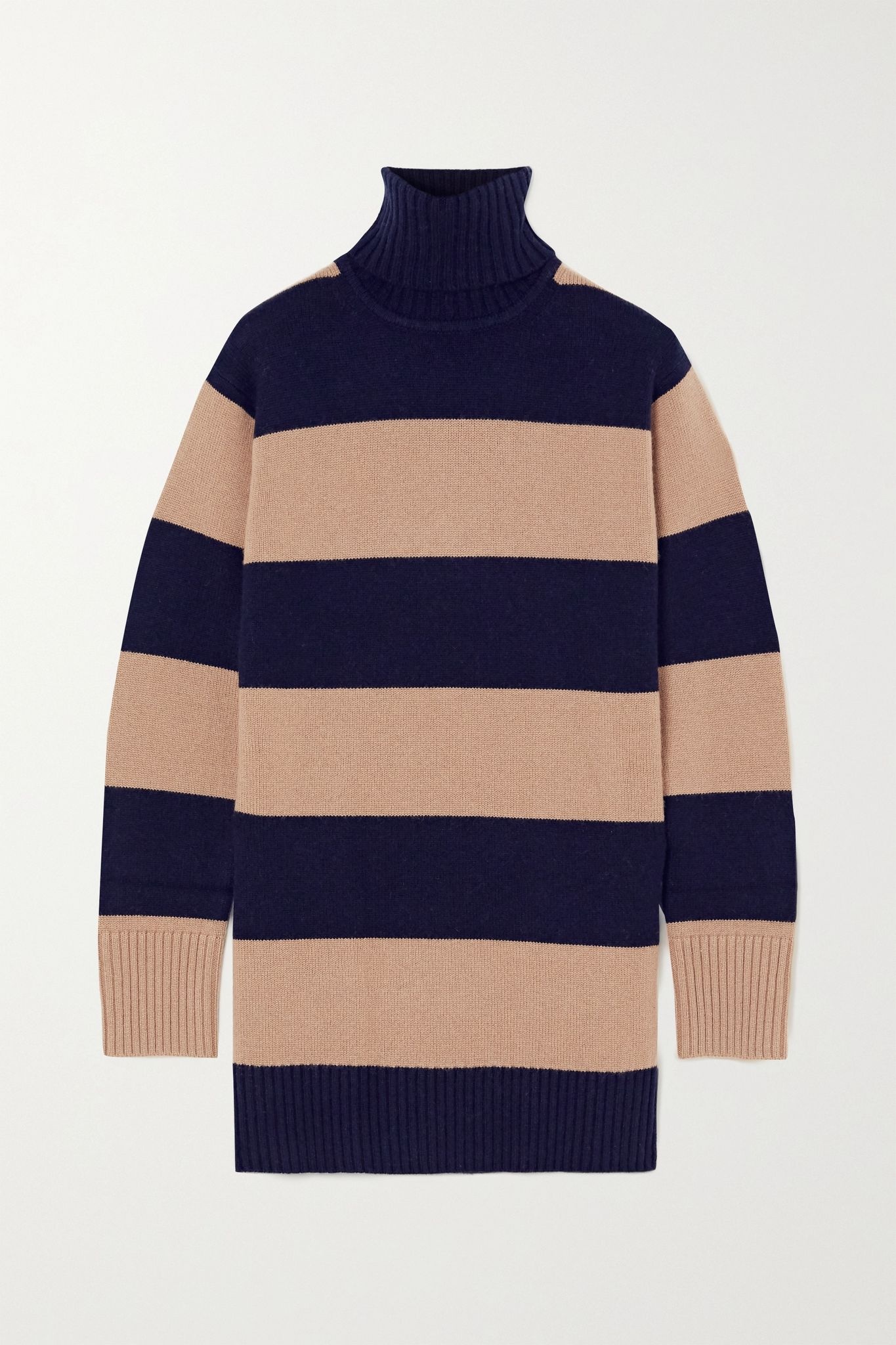 Striped wool and cashmere-blend turtleneck sweater - 1