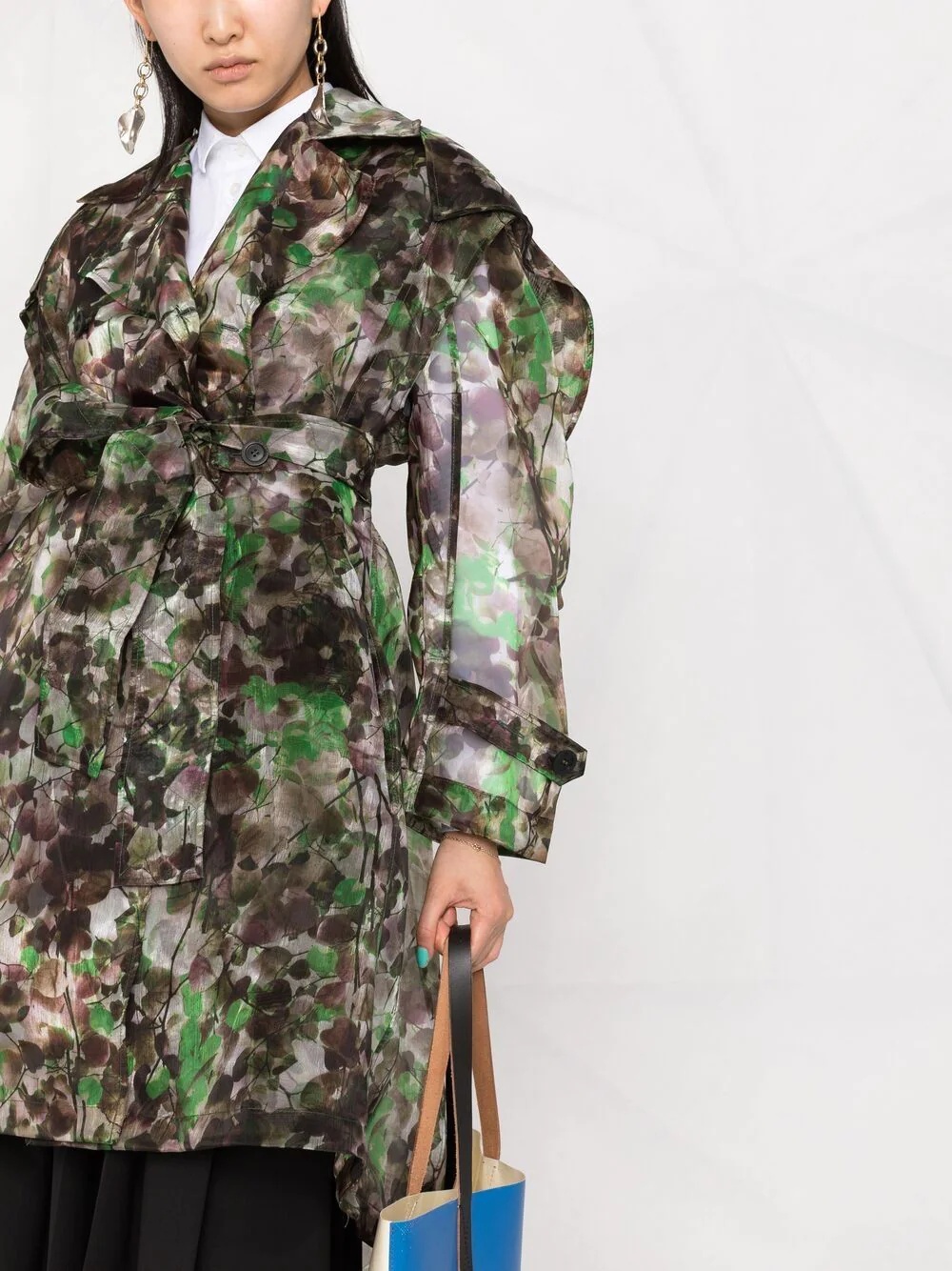 Blossom camouflage-print trench coat - 5