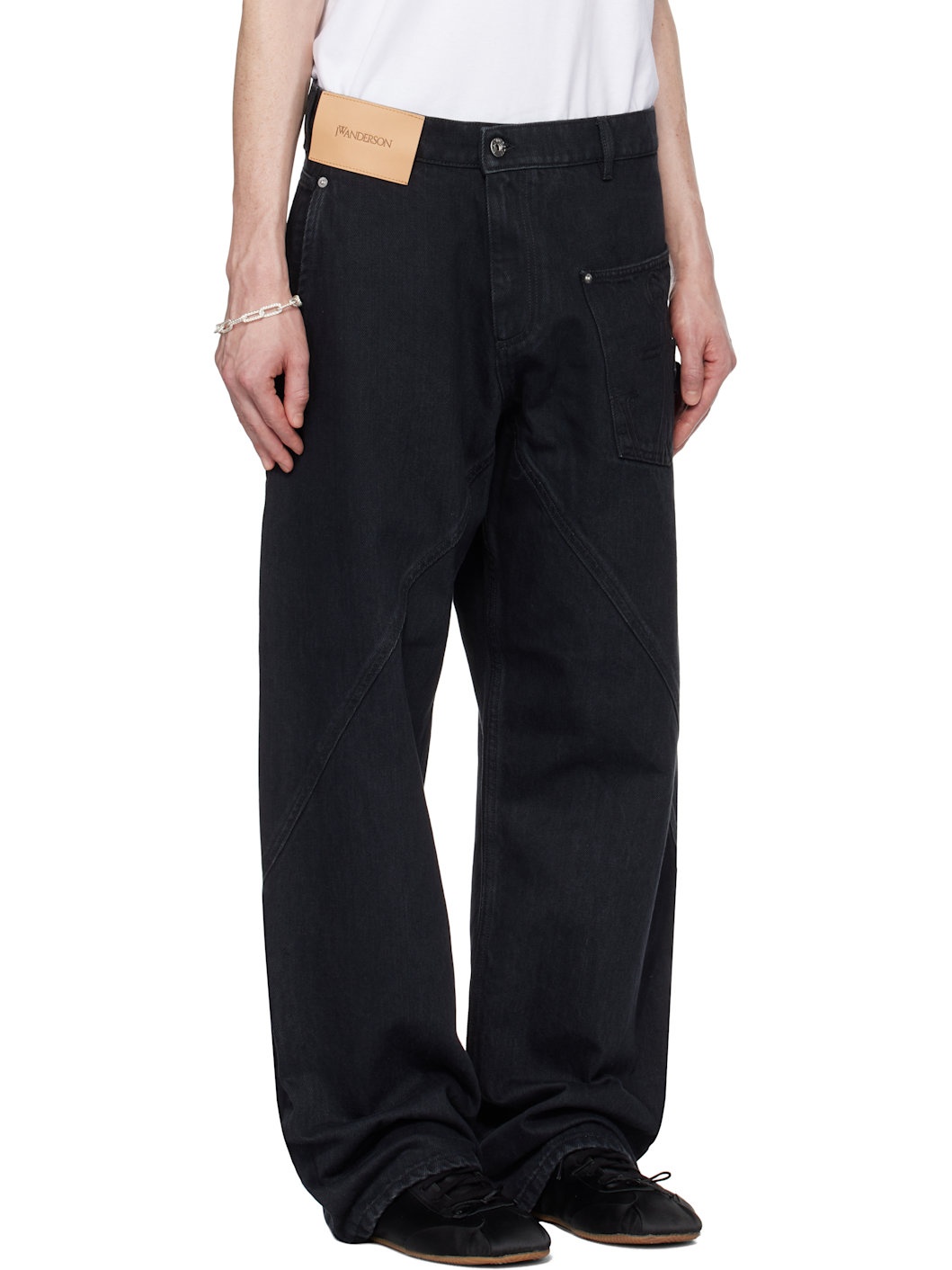 Black Twisted Workwear Denim Jeans - 2
