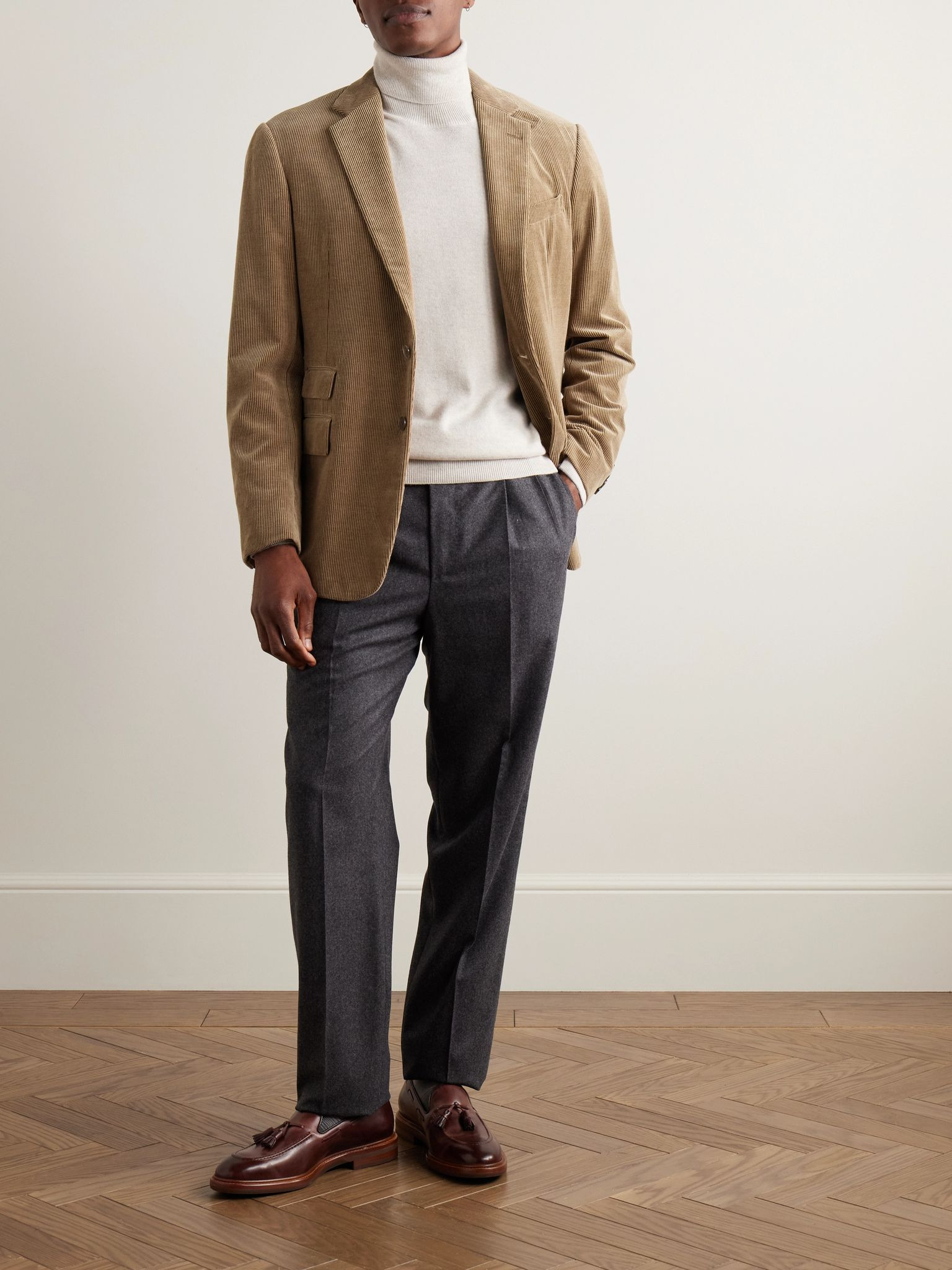 Kent Slim-Fit Cotton and Cashmere-Blend Corduroy Suit Jacket Brown - 2