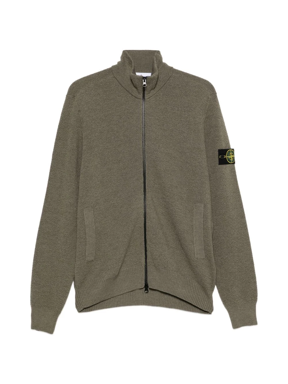 logo-patch zip-up cardigan - 1