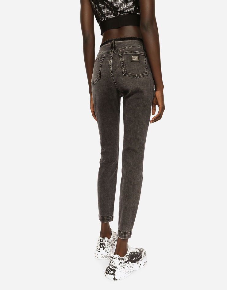 Cotton jeans with raw-cut waistband - 4