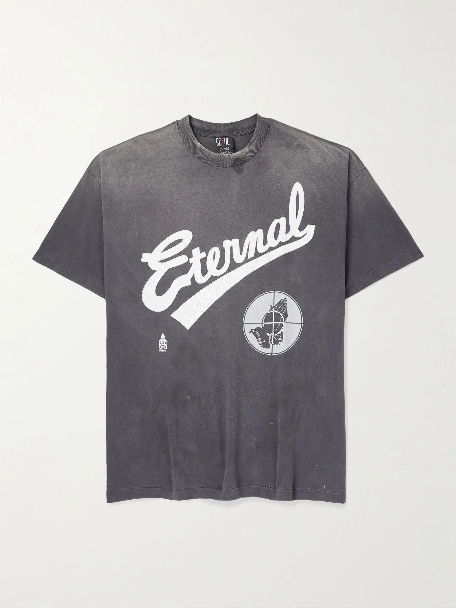 + Fear of God Distressed Printed Cotton-Jersey T-Shirt Black - 1