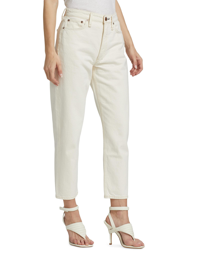 Women's Alissa High-Waisted Cropped Barrel-Leg Jeans - Ecru 4