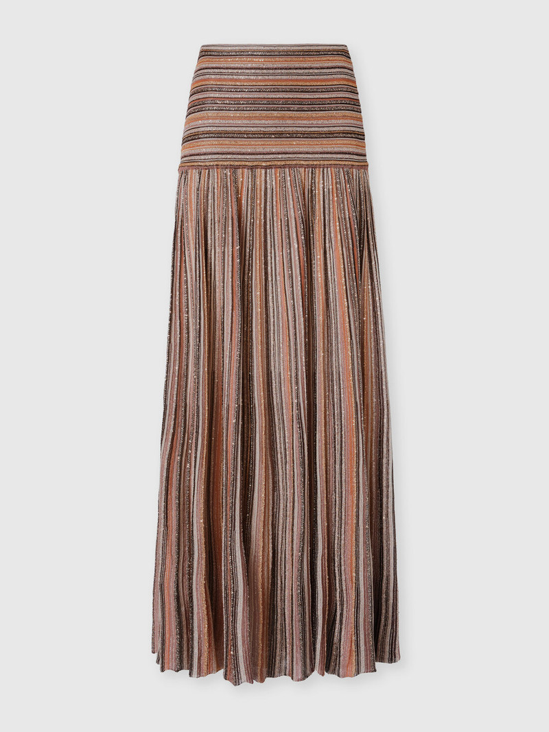 Ribbed Mixed Viscose Lamé Long Skirt 1