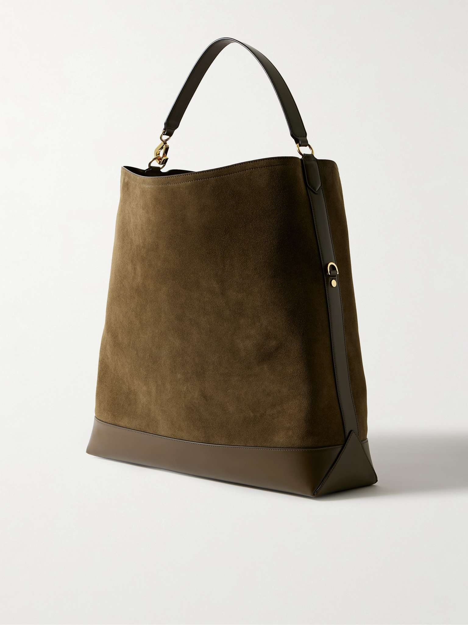 Leather-Trimmed Suede Tote Bag - 4