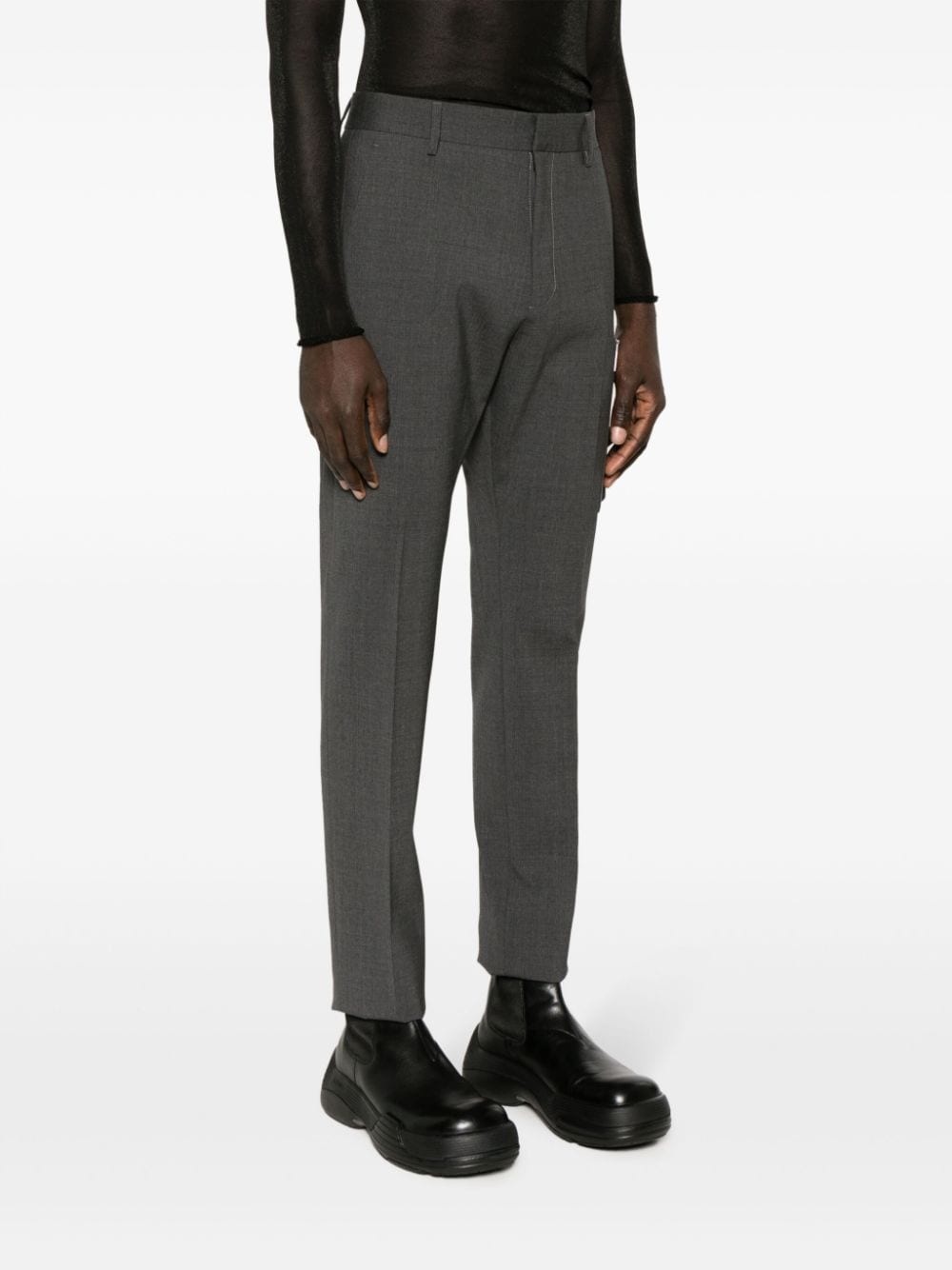 tailored wool blend cargo trousers - 3