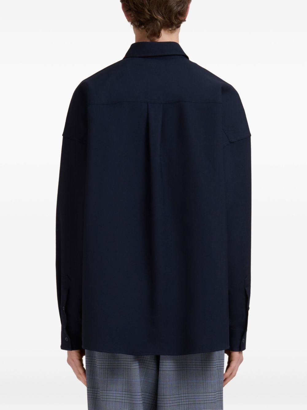 contrast-sleeve button-up shirt - 4
