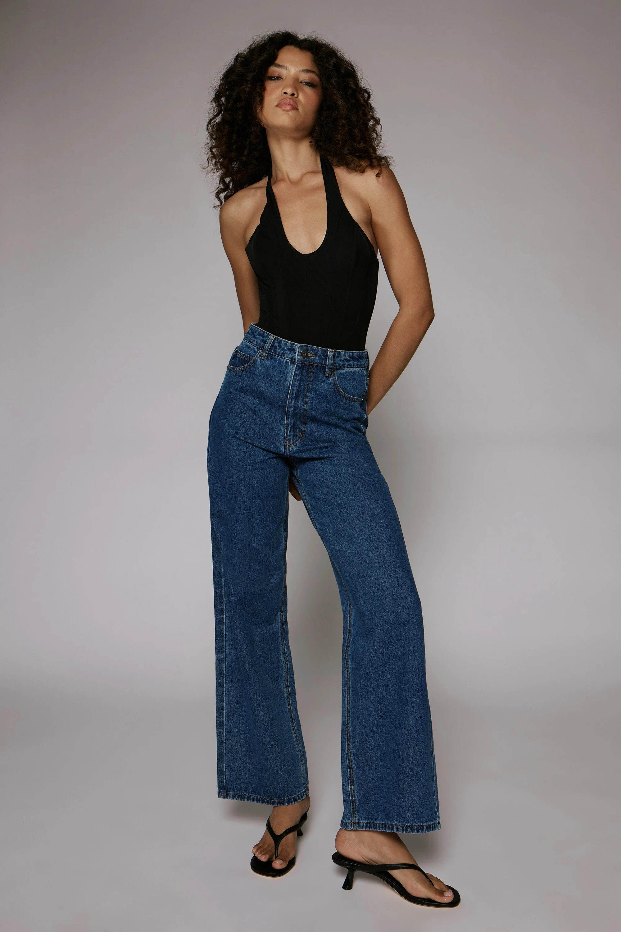 Cindy Wide Full Leg Jeans In Indigo - 1