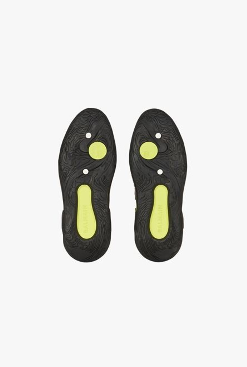 White, black and yellow gummy leather and mesh B-Runner sneakers 7