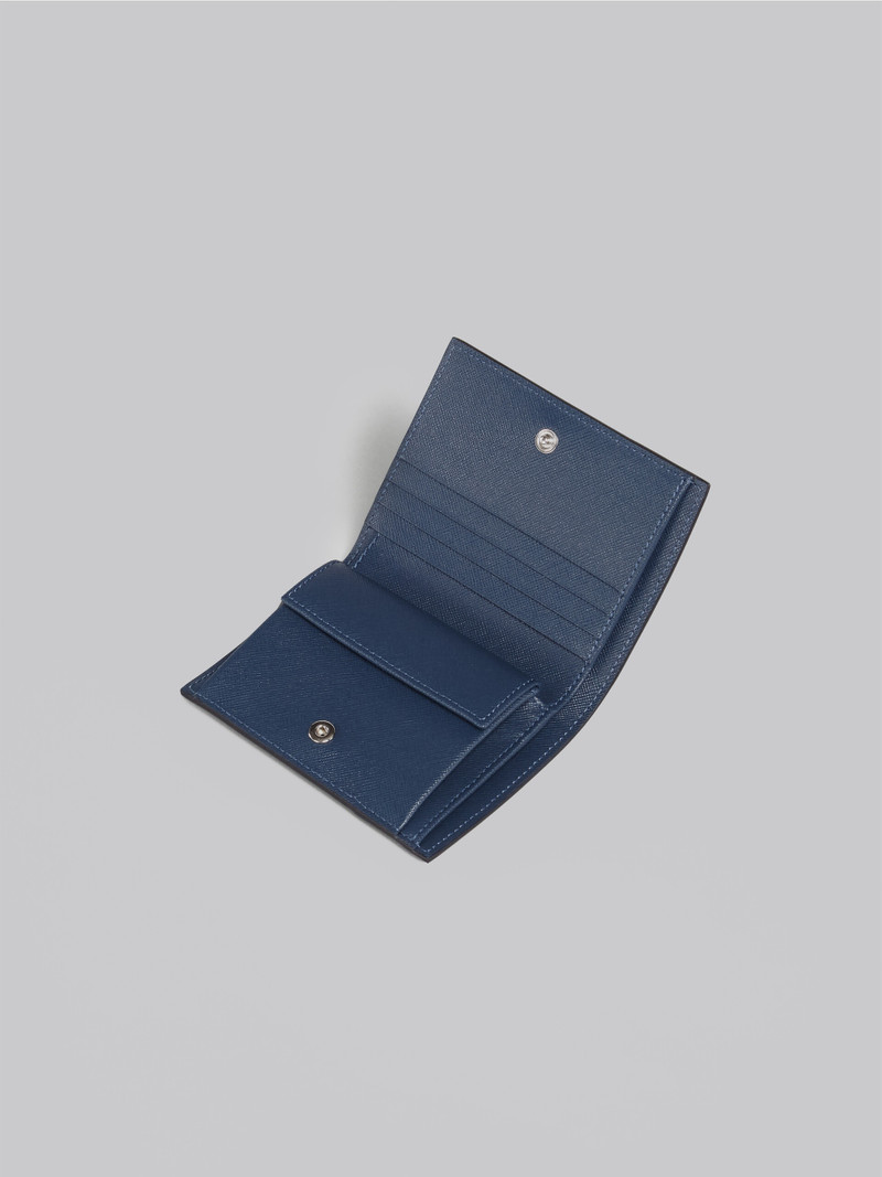 Marni BLACK GREEN AND BLUE SAFFIANO LEATHER BI-FOLD WALLET outlook