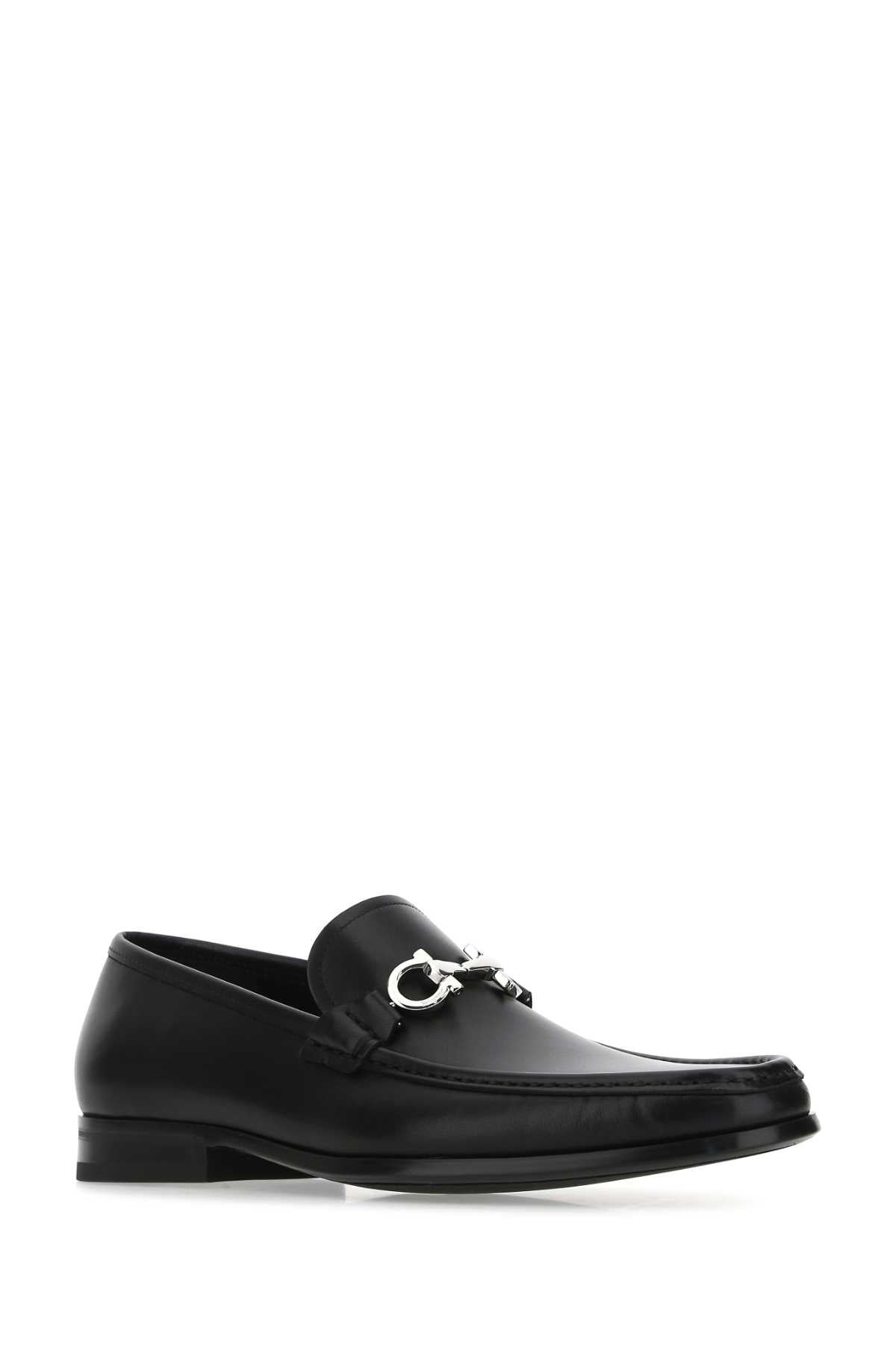 Salvatore Ferragamo Men Black Leather Loafers - 2