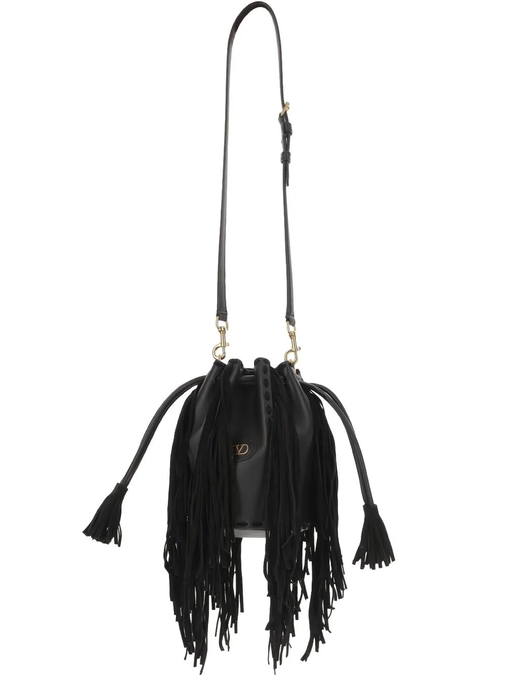 fringed leather shoulder bag - 1