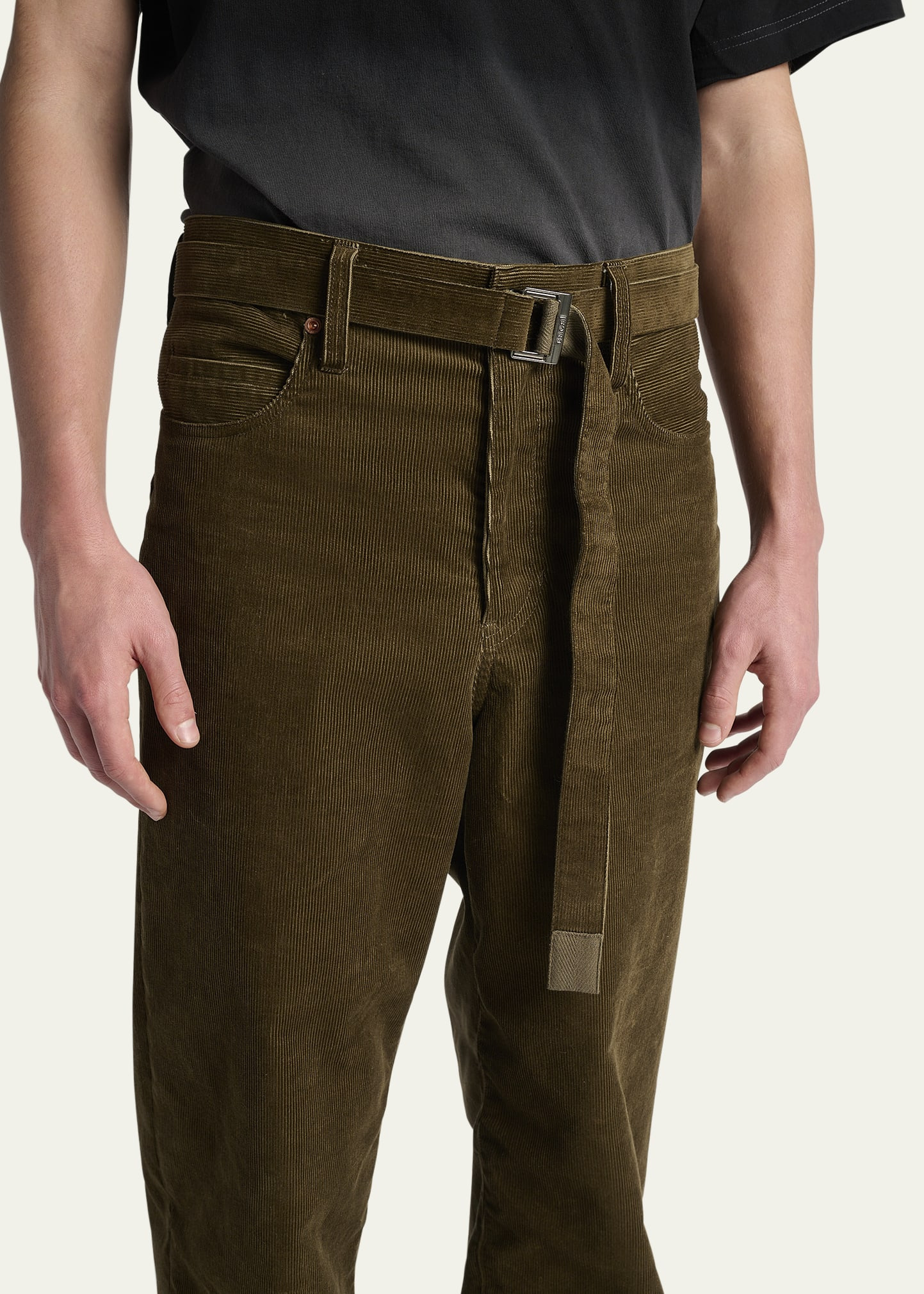 Men's Corduroy Belted Straight-Leg Pants - 5