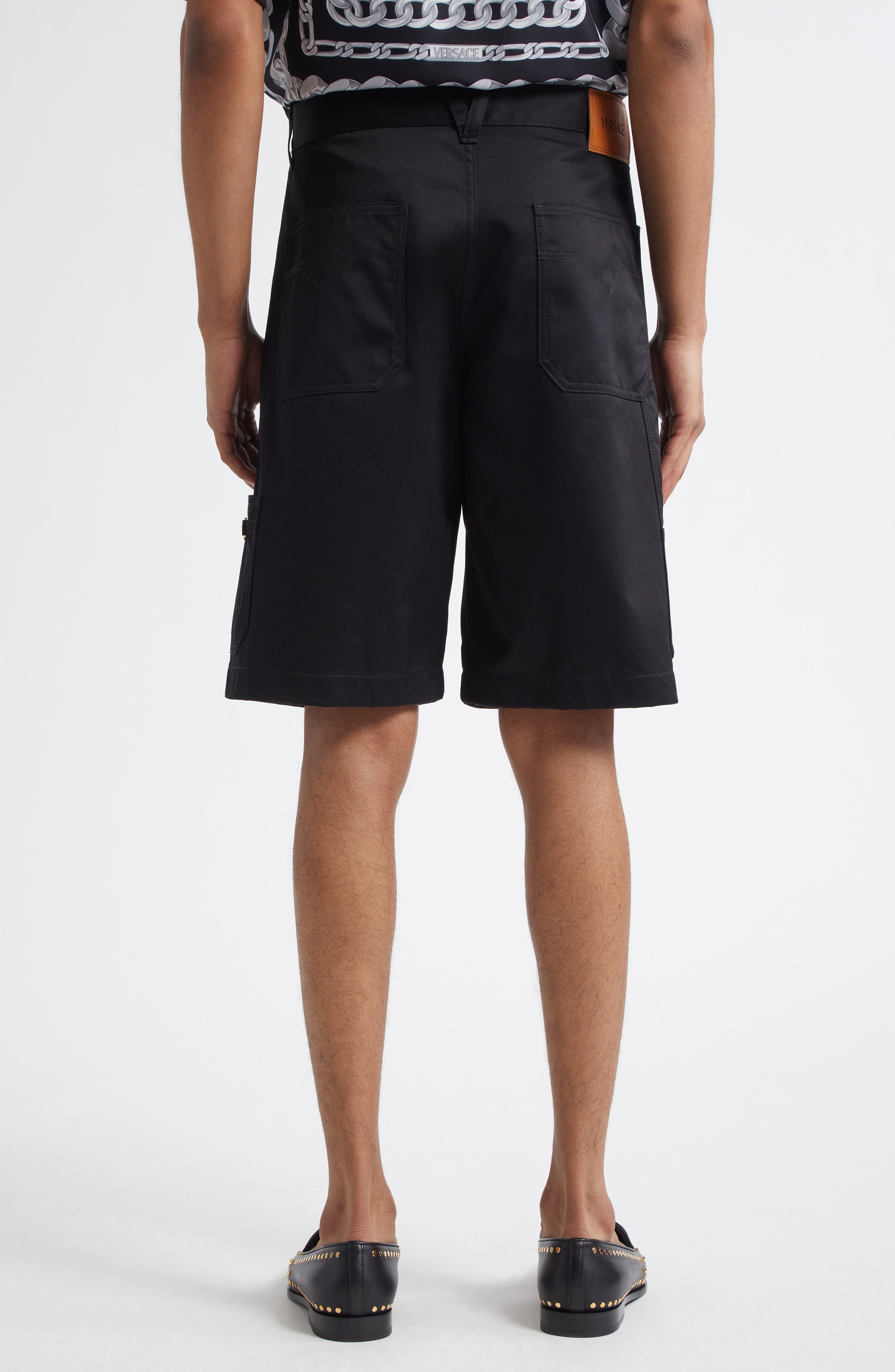 Versace Cotton Gabardine Cargo Shorts in Black at Nordstrom - 3