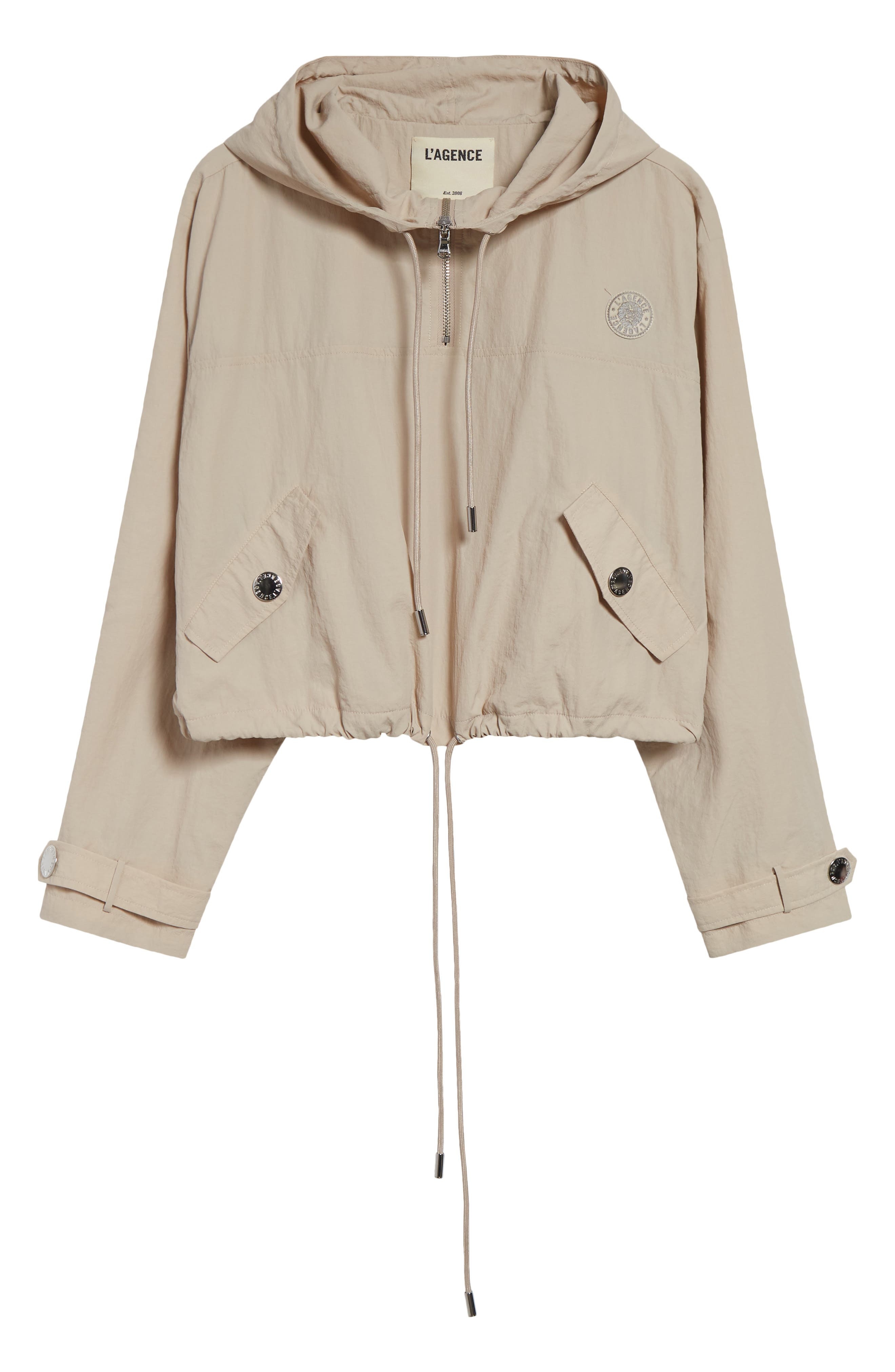L'AGENCE Bronwyn Water Repellent Crop Anorak in Cement at Nordstrom - 7