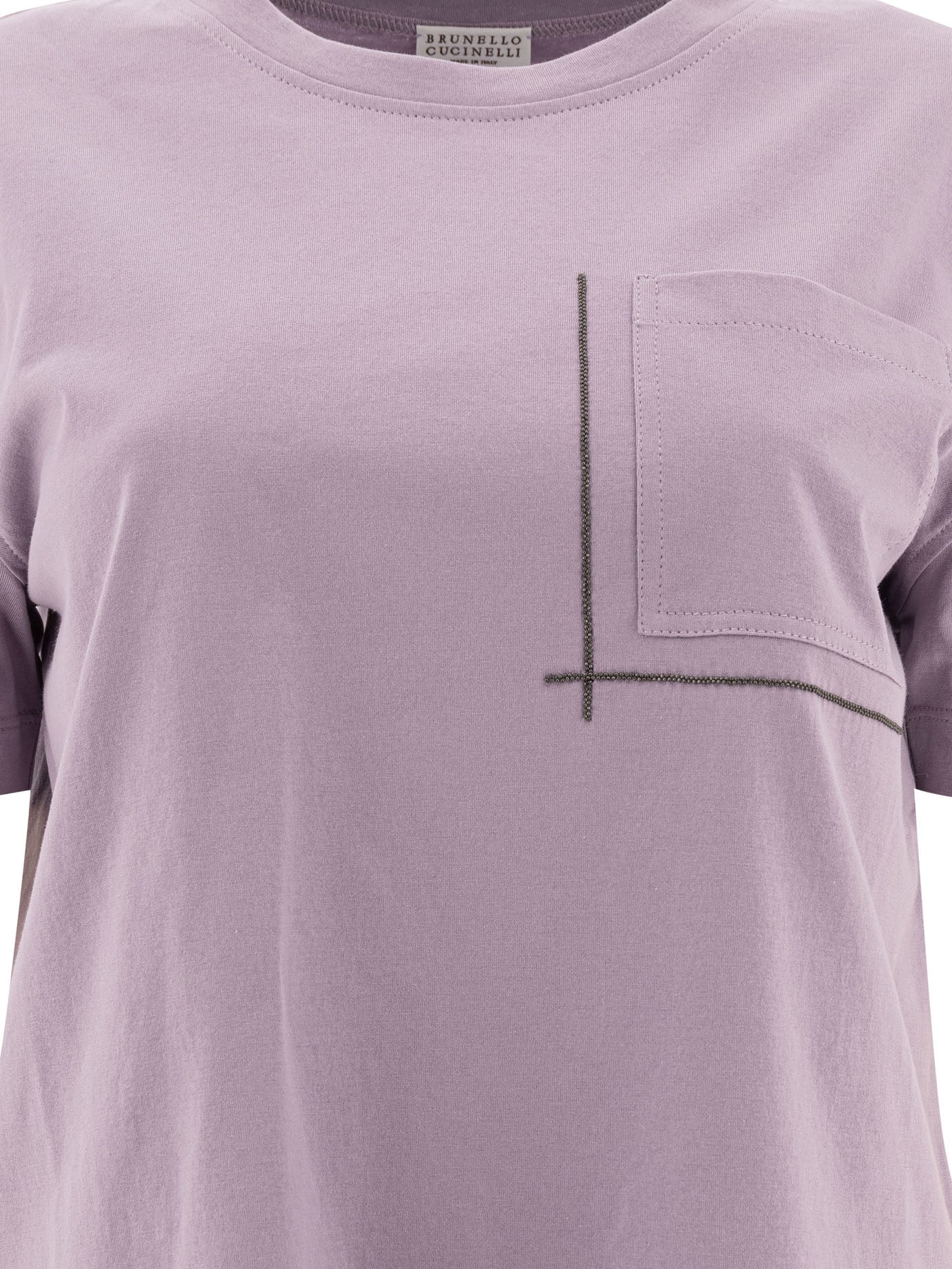 Brunello Cucinelli Cotton Jersey T-shirt With Shiny Pocket Detail - 3