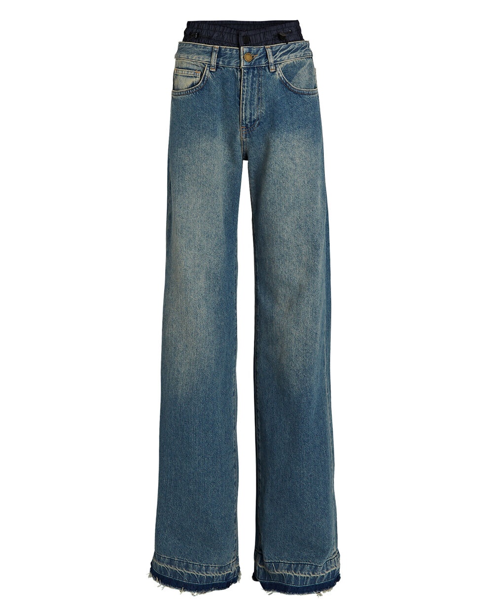 Double Waisted Wide Leg Jeans - 1