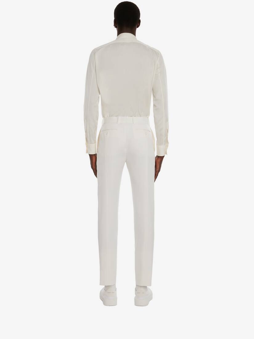 Cotton Gabardine Trouser in White - 4