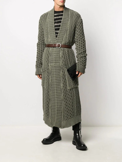 Greg Lauren long chunky-knit cardigan outlook