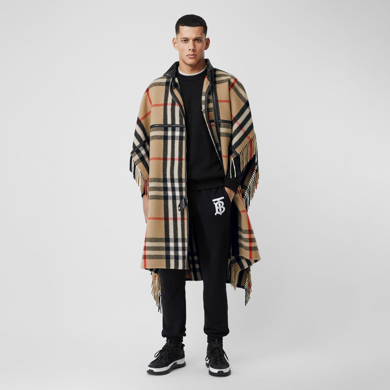 Check Wool Blend Zip-front Cape - 2