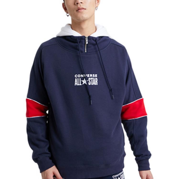 Converse All Star Funnel Neck Quarter Zip Crew Sweatshirt 'Navy' 10018299-A01 - 6