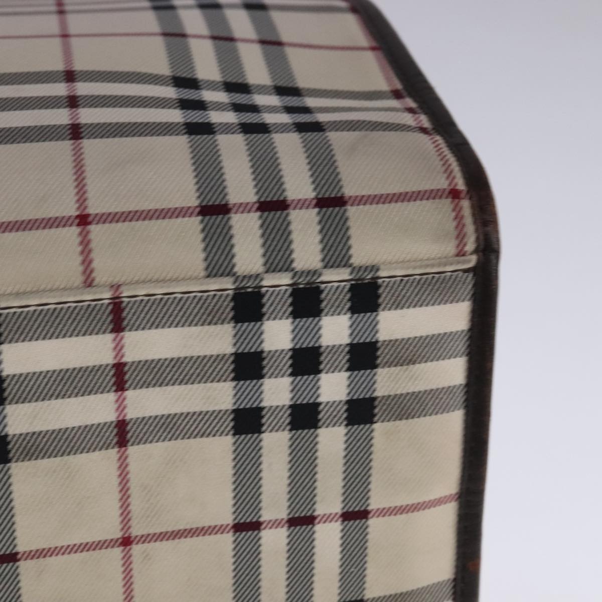 Burberry Nova Check Hand Bag Canvas Leather Beige Brown Silver - 13
