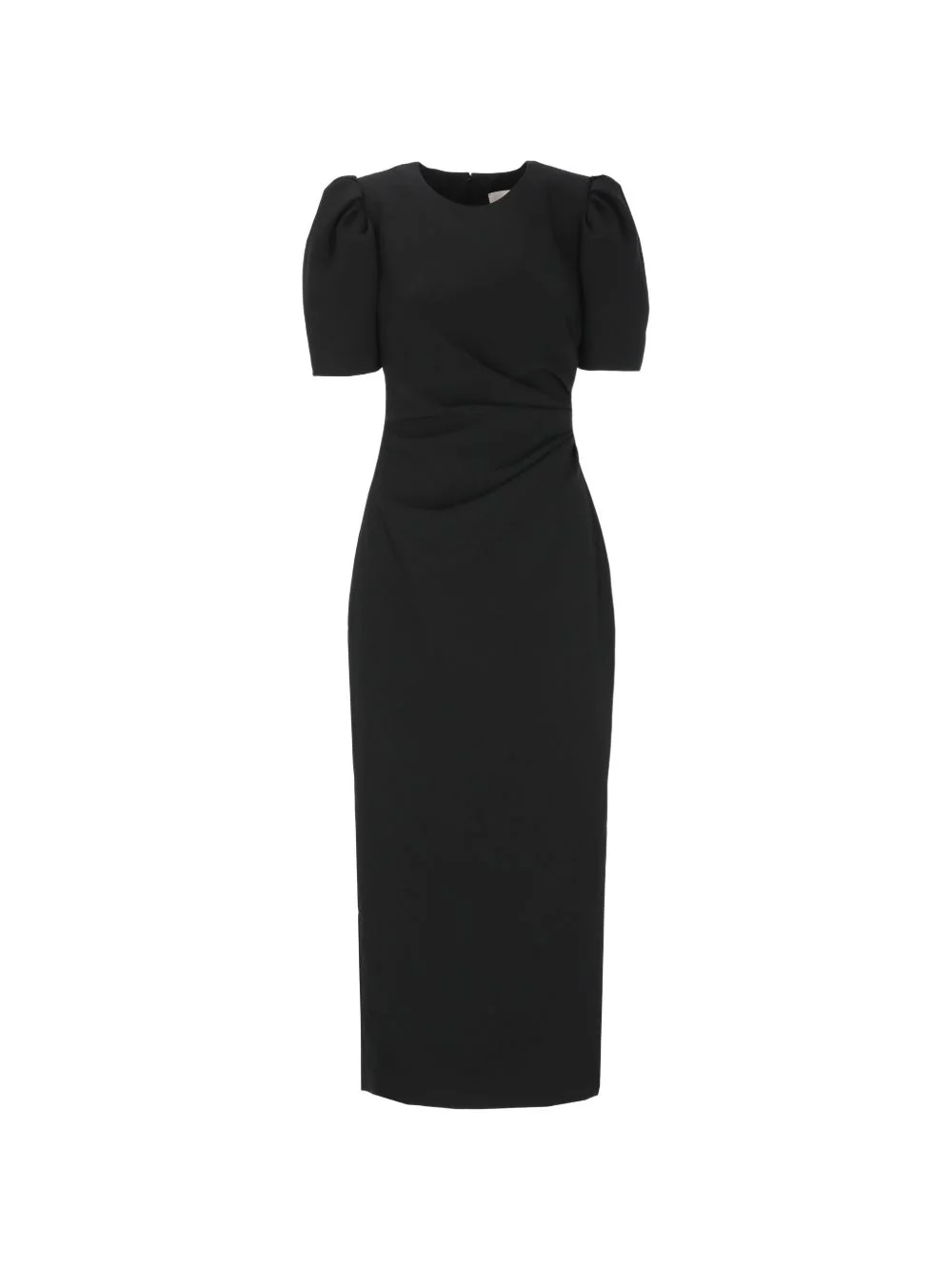 draped puff-sleeve midi dress - 1