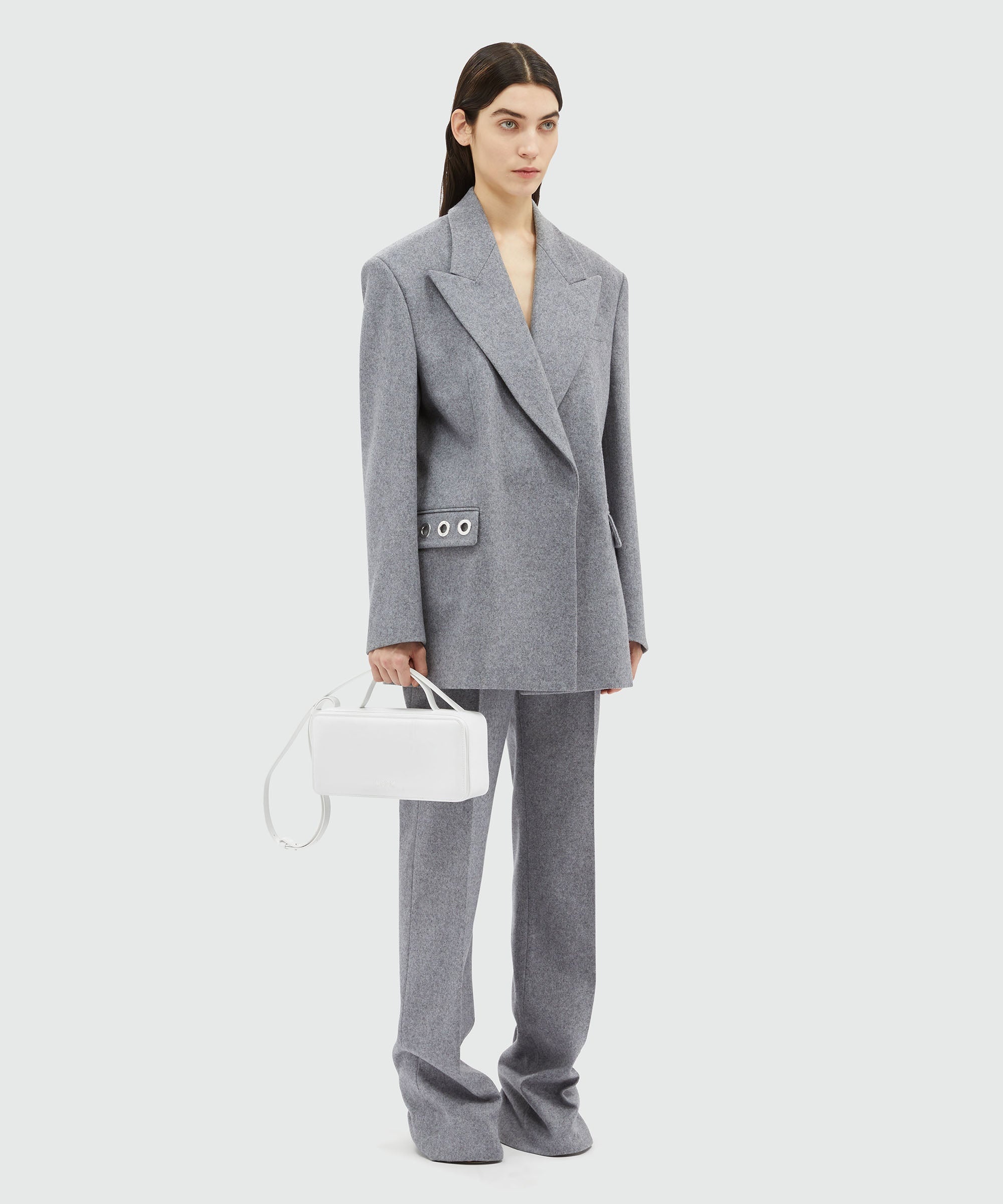 Cream wool pants with studs - 4