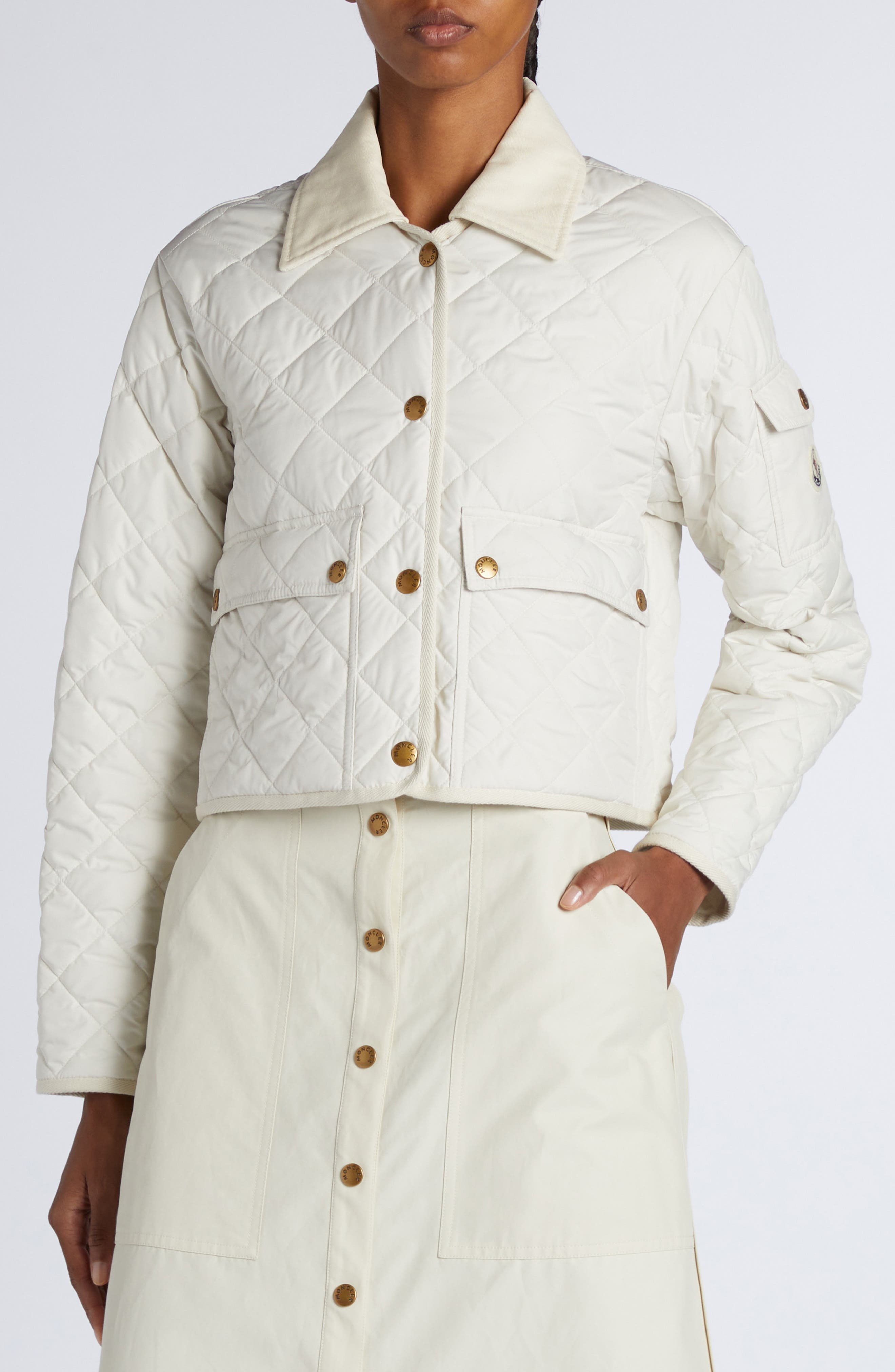 Moncler Chitre Diamond Quilted Jacket in White at Nordstrom - 5