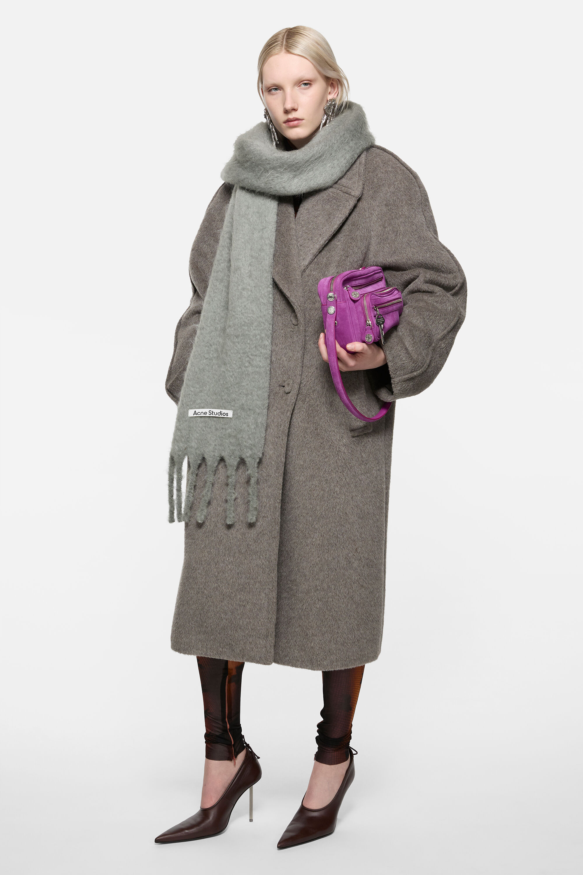 Mohair logo scarf - Grey - 2