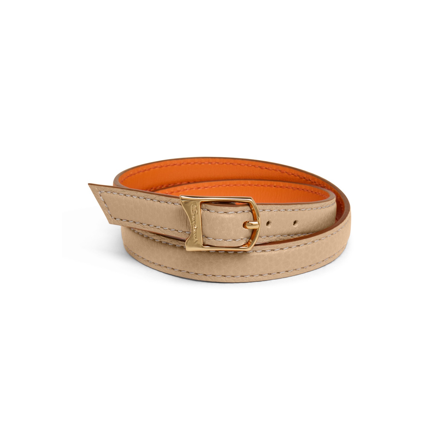 Beige tumbled leather bracelet - 1